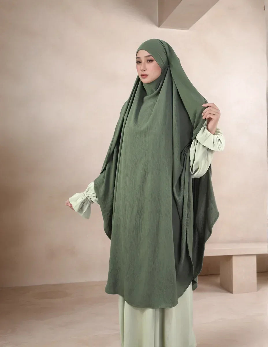 LM505 Khimar Cape Une Couche Grand Foulard Crêpe Jazz Sans Repassage Modeste