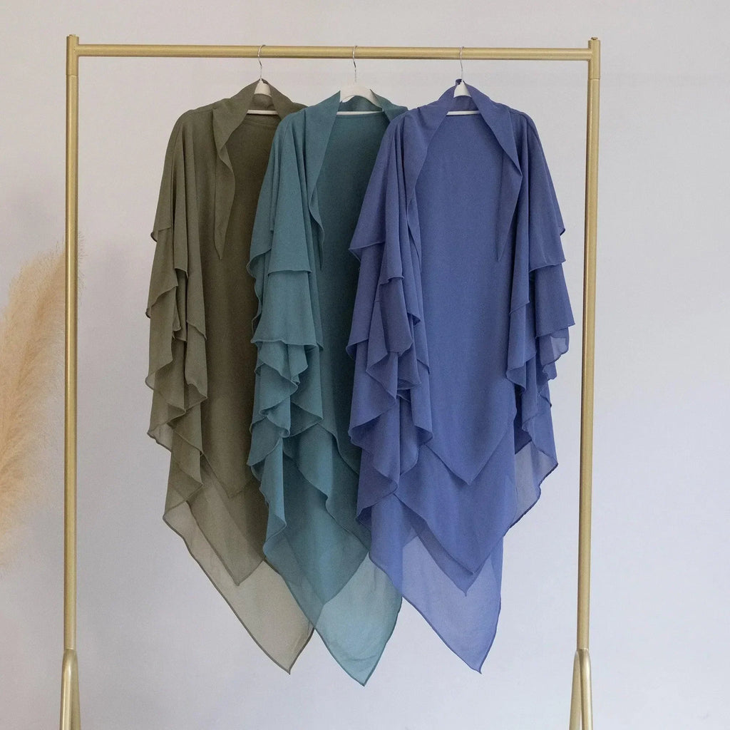 LM509 Khimar Hijab Mousseline Trois Couches Léger | Couverture Totale Modeste pour Femmes Musulmanes