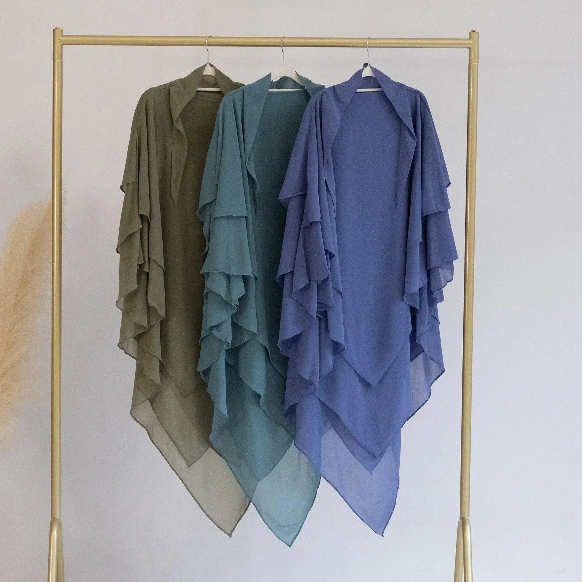 LM509 Khimar Hijab Mousseline Trois Couches Léger | Couverture Totale Modeste pour Femmes Musulmanes