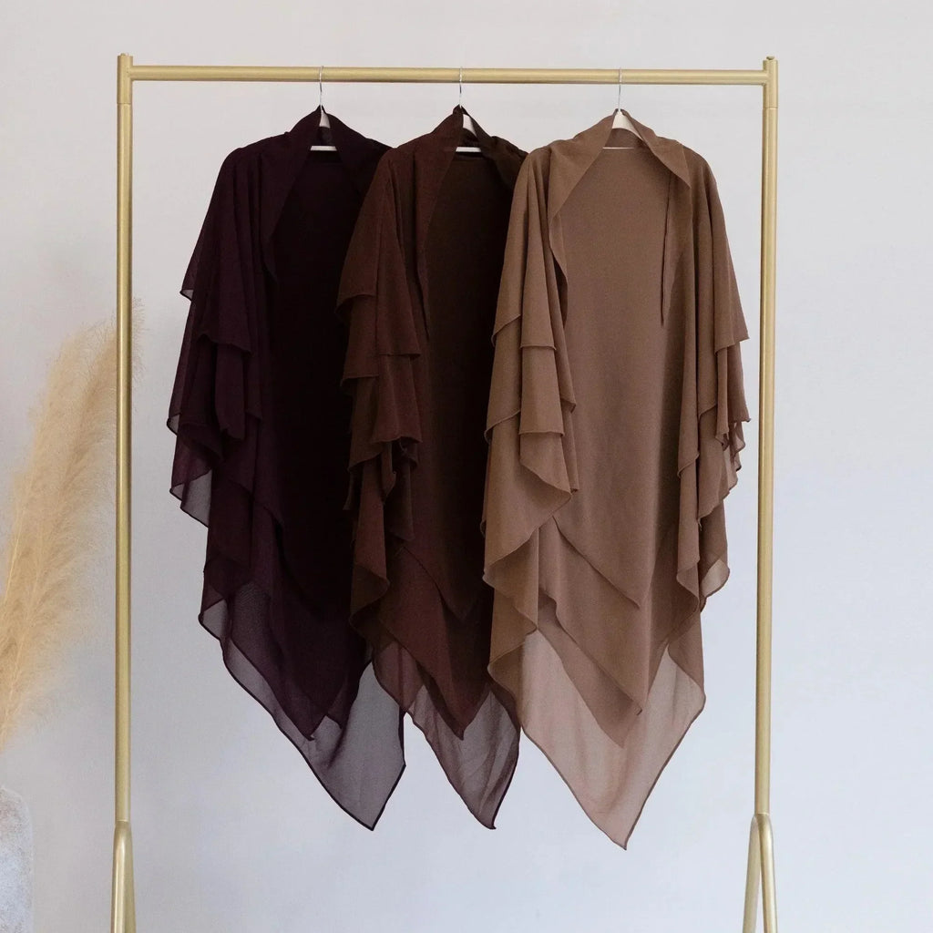 LM509 Khimar Hijab Mousseline Trois Couches Léger | Couverture Totale Modeste pour Femmes Musulmanes