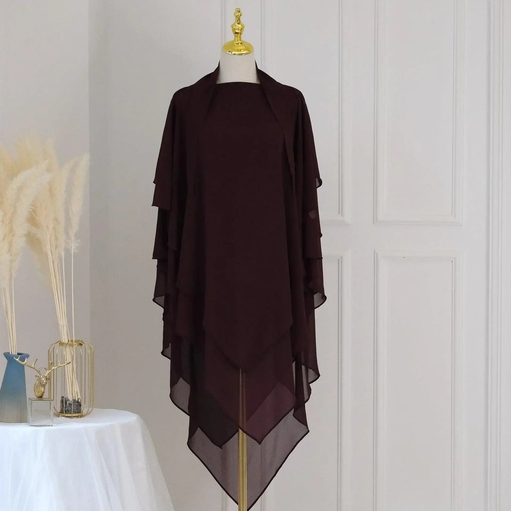 LM509 Khimar Hijab Mousseline Trois Couches Léger | Couverture Totale Modeste pour Femmes Musulmanes