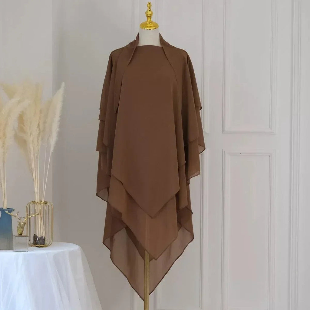 LM509 Khimar Hijab Mousseline Trois Couches Léger | Couverture Totale Modeste pour Femmes Musulmanes