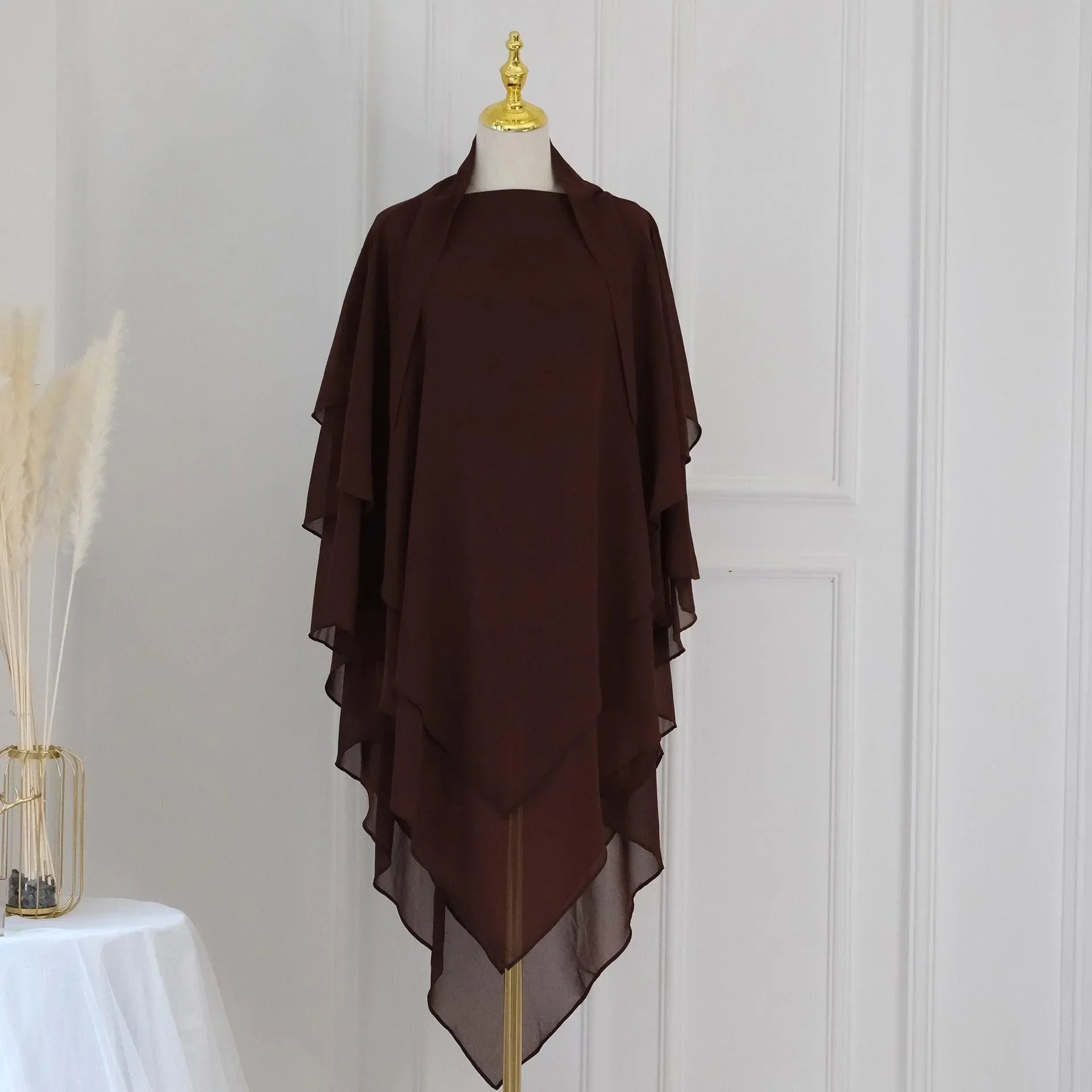 LM509 Khimar Hijab Mousseline Trois Couches Léger | Couverture Totale Modeste pour Femmes Musulmanes
