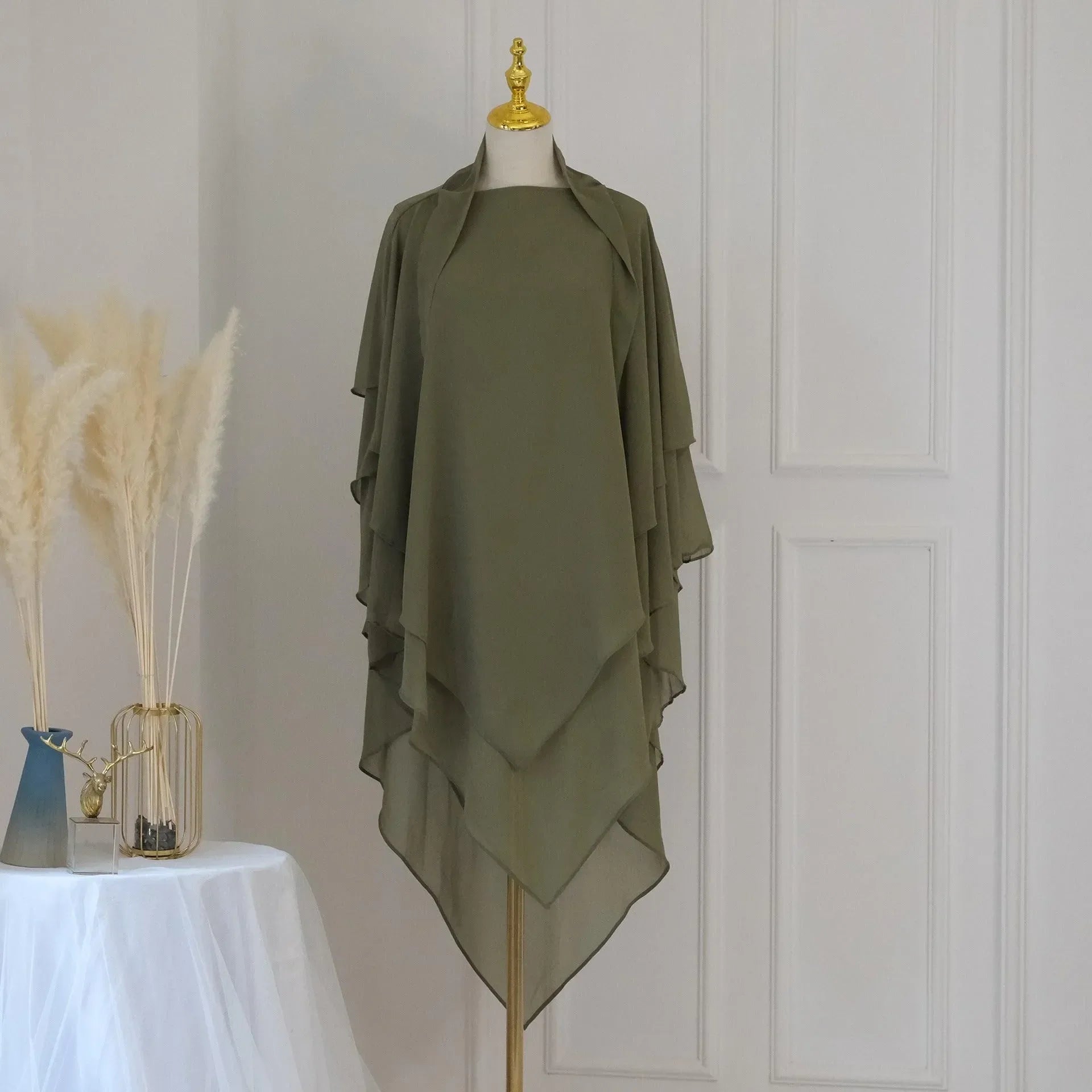 LM509 Khimar Hijab Mousseline Trois Couches Léger | Couverture Totale Modeste pour Femmes Musulmanes