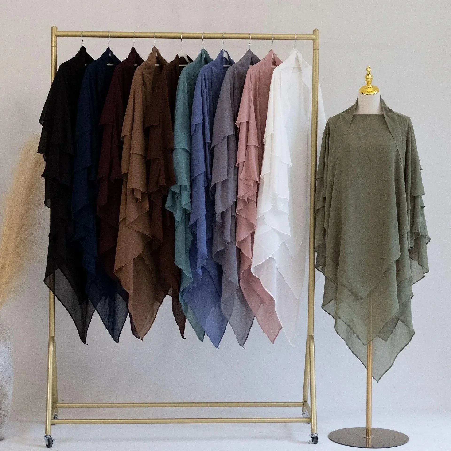 LM509 Khimar Hijab Mousseline Trois Couches Léger | Couverture Totale Modeste pour Femmes Musulmanes
