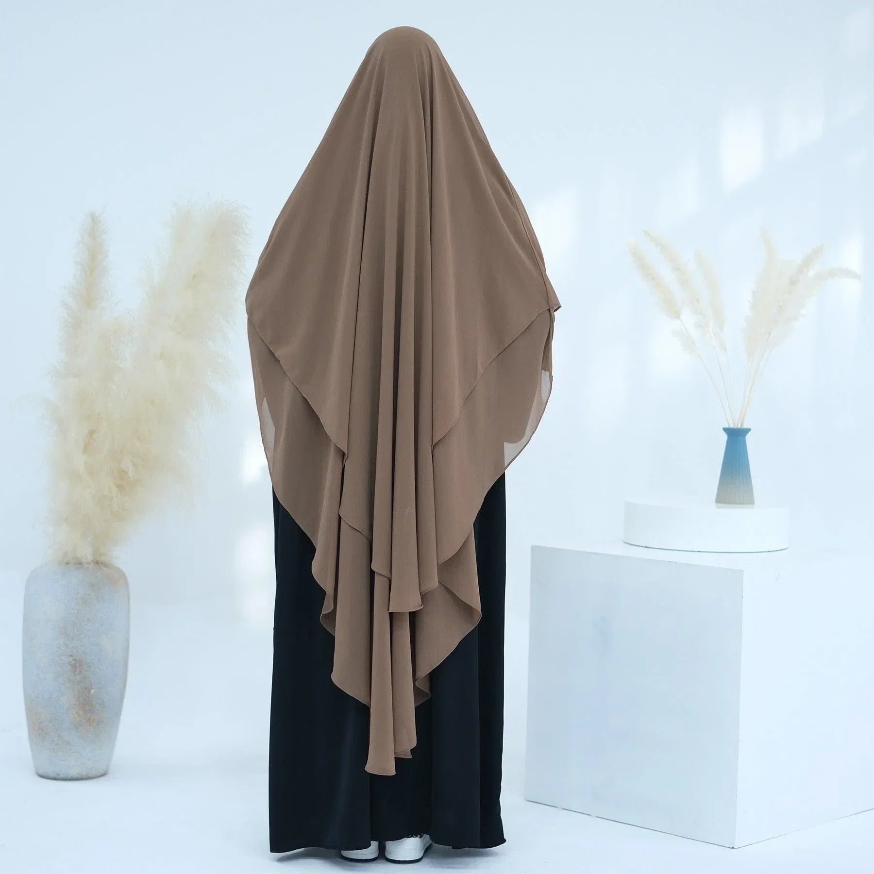 LM510 Khimar Long Double Couche en Maxi Mousseline | Voile Islamique Modeste Léger pour Femmes