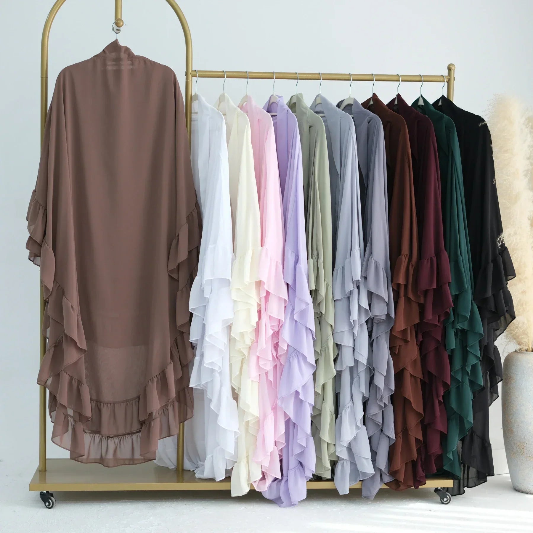 LM514 Khimar Hijab Perlé – Mousseline Double Couche Style Cottagecore pour Prière & Tenue Modeste