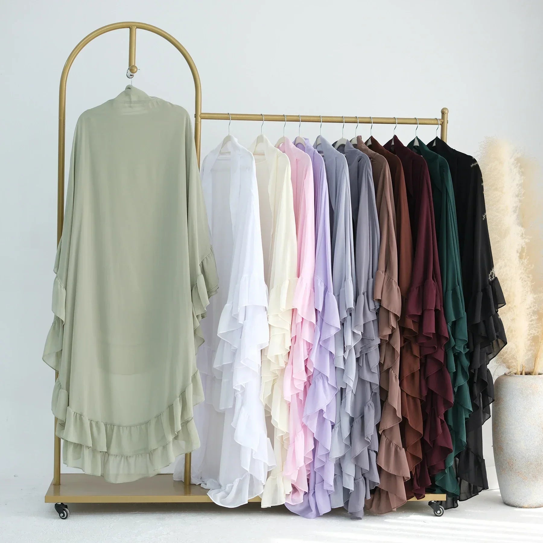 LM514 Khimar Hijab Perlé – Mousseline Double Couche Style Cottagecore pour Prière & Tenue Modeste