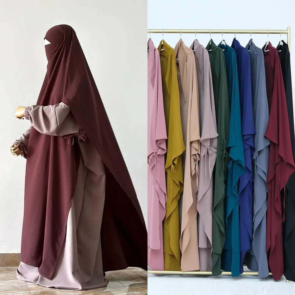 LM515 Khimar Nidha Ajustable avec Liens Latéraux – Grand Voile Respirant