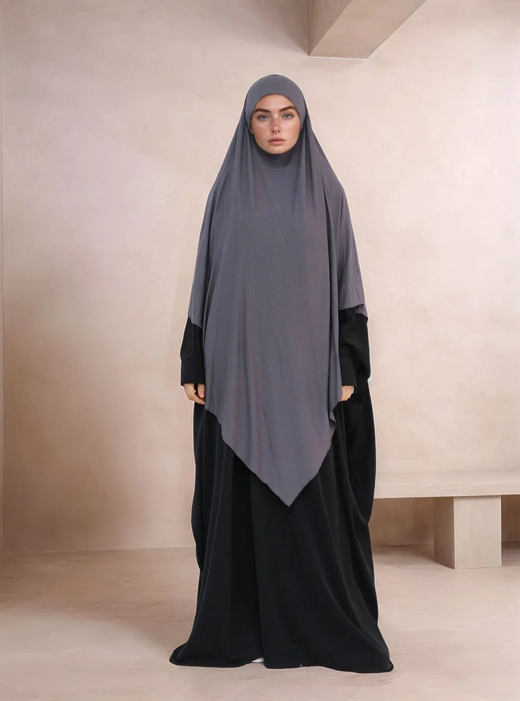 LM517 Khimar Long Jersey | Grand Voile Une Couche | Châle de Prière Tudong pour Femmes Musulmanes