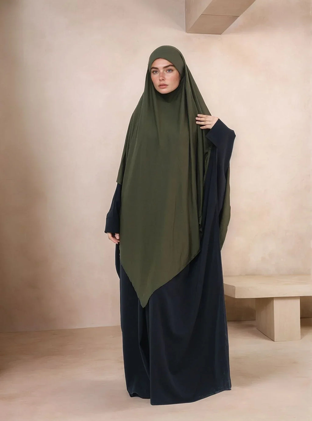 LM517 Khimar Long Jersey | Grand Voile Une Couche | Châle de Prière Tudong pour Femmes Musulmanes
