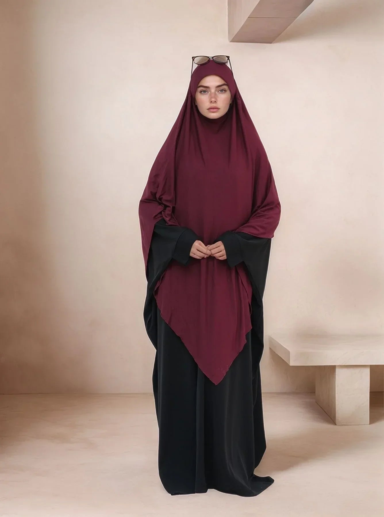 LM517 Khimar Long Jersey | Grand Voile Une Couche | Châle de Prière Tudong pour Femmes Musulmanes