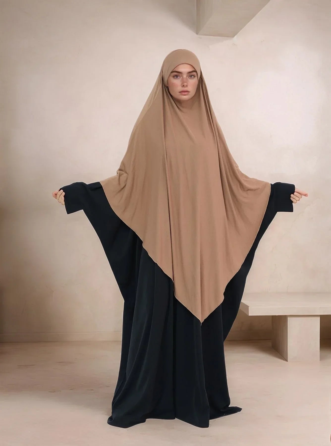 LM517 Khimar Long Jersey | Grand Voile Une Couche | Châle de Prière Tudong pour Femmes Musulmanes