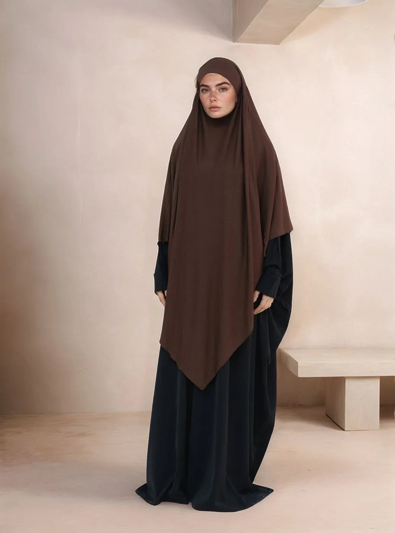 LM517 Khimar Long Jersey | Grand Voile Une Couche | Châle de Prière Tudong pour Femmes Musulmanes